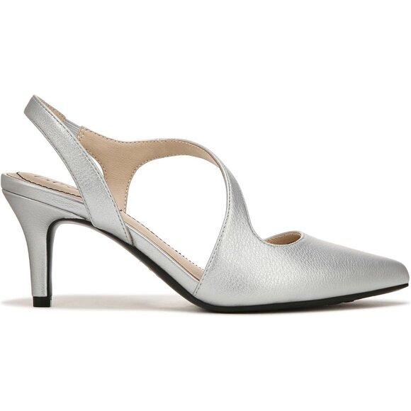 LifeStride Women Silver Faux Leather Closed Pointed Toe Santorini Dress Pump - Picture 3 of 9